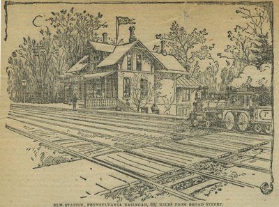 Stacja Elm, West Philadelphia, Pennsylvania Railroad, USA (lito) autorstwa School American