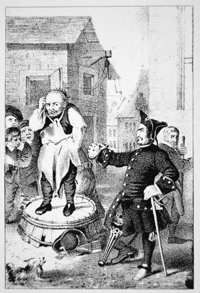 Peter Stuyvesant karci Willema Wickendama za wygłoszenie kazania baptystycznego (lito) autorstwa School American