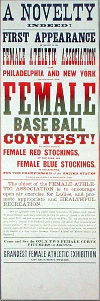 Plakat reklamujący mecz baseballowy kobiet (kolor lito) autorstwa School American