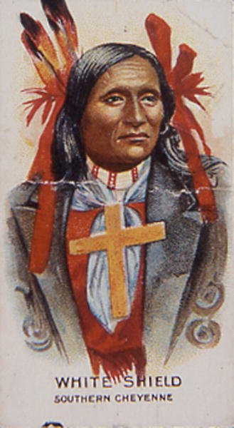 Biała Tarcza z Południowego Plemienia Cheyenne (kolor lito) autorstwa School American