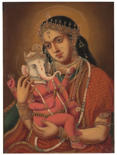 Bez tytułu (Ganesh Janani), ok. koniec XIX wieku (olej na płótnie) autorstwa School Bengali