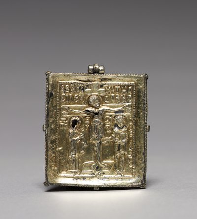 Enkolpion z Ukrzyżowaniem (przód) i świętymi Teodorem i Jerzym (tył) autorstwa School Byzantine