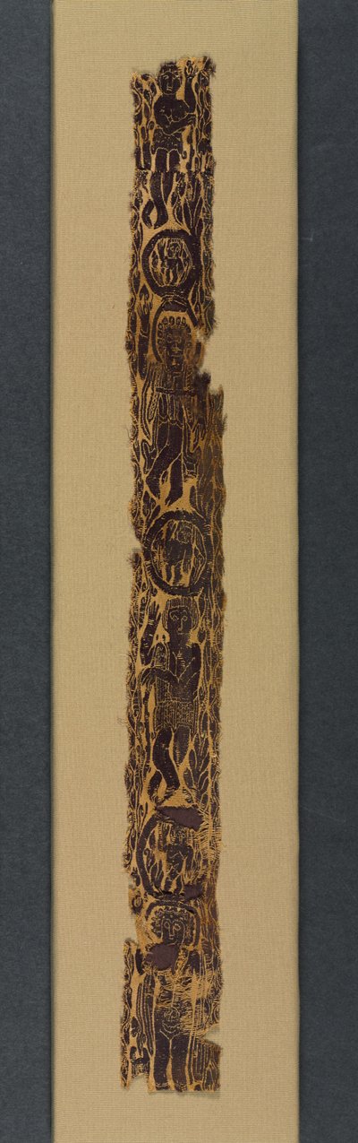 Ozdobna opaska na ramię z tuniki, 600-650 (splot gobelinowy z dodatkowym wątkiem, niebarwiony len i barwiona wełna) autorstwa School Byzantine