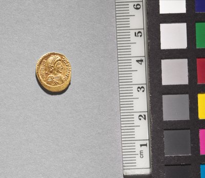 Solidus z Arkadios (awers), 395-408 (złoto) (patrz CVL 499735 na rewersie) autorstwa School Byzantine