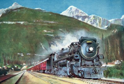 Canadian Pacific Railway u podnóża Gór Skalistych autorstwa School Canadian