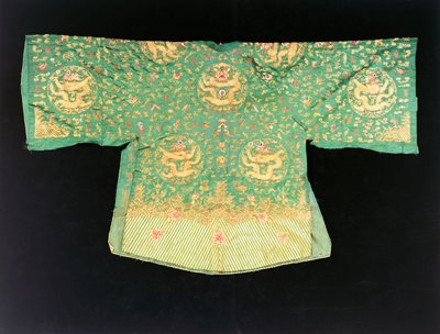 Szata chińskiego smoka z oliwkowej satyny (satynowa) autorstwa School Chinese