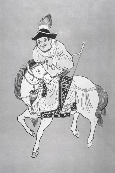 Konny łucznik mongolski, według chińskiego rysunku (lito) autorstwa School Chinese