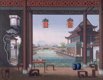 Dodać. Lub. 2194 Rysunek wnętrza domu chińskiego urzędnika autorstwa School Chinese