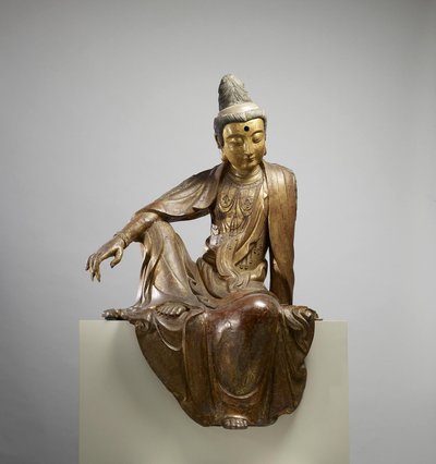Bodhisattwa Guanyin, dynastia Ming, koniec XIV-XV w. (sucha laka, złoto i farba) autorstwa School Chinese