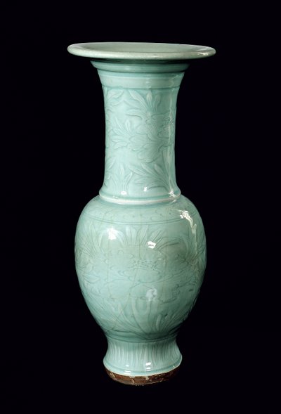 Wazon szkliwiony seledyn, dynastia Yuan (1260-1368) (ceramika) autorstwa School Chinese