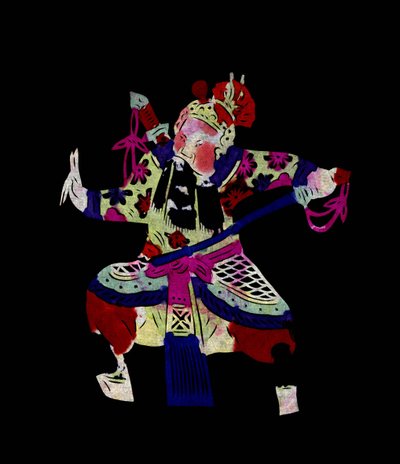 Postać z opery pekińskiej. Wycinanka z malowanego papieru lub "Jian Zhi", chińska sztuka ludowa, Pekin. autorstwa School Chinese