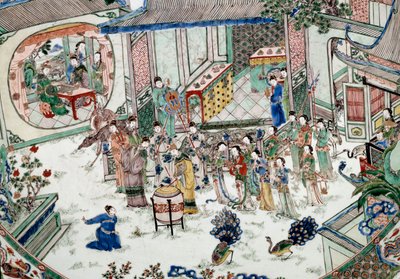Sztuka chińska: tradycyjna impreza z koncertem. Malowanie na porcelanie. 18 wiek. Paryż, Muzeum Guimet, Narodowe Muzeum Sztuki Azjatyckiej autorstwa School Chinese
