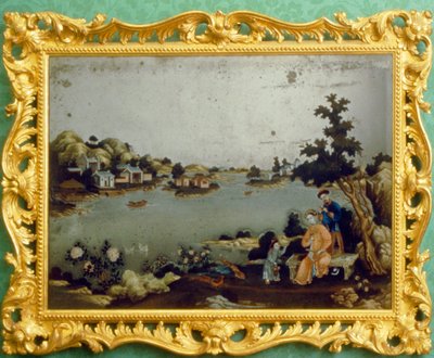 Chińskie malowanie lustrzane krajobrazu, muzyki i wierszy (pigment na lustrze) autorstwa School Chinese
