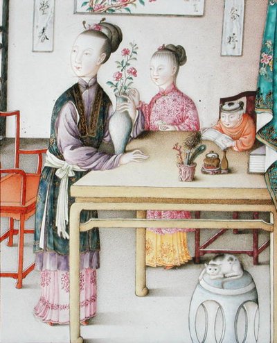 Detal z panelu cesarskiego kantonu, okres Qianlong autorstwa School Chinese