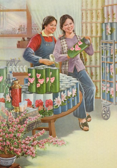 "Kwiaty przyjaźni", plakat propagandowy z czasów chińskiej rewolucji kulturalnej autorstwa School Chinese