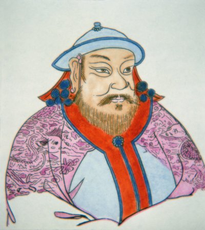 Kubilaj-chan (kolorowy tusz na papierze) autorstwa School Chinese