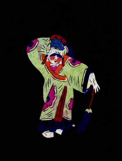 Męska postać. Malowane cięcie papieru lub "Jian Zhi", chińska sztuka ludowa, Pekin. autorstwa School Chinese