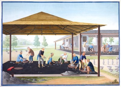 Modelowanie waz i mis, ok. 1825 (gwasz na papierze) autorstwa School Chinese