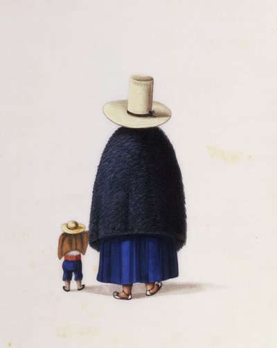 Matka z dzieckiem, ok. 1860 (akwarela na papierze ryżowym) autorstwa School Chinese