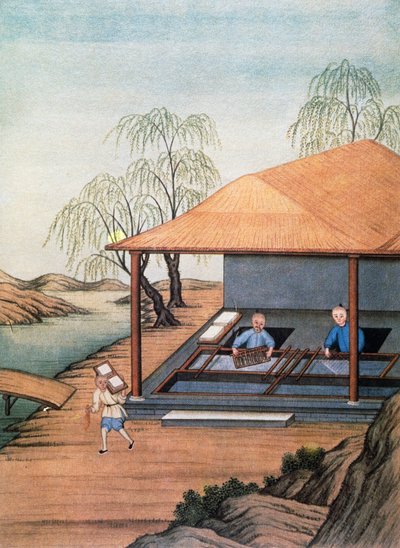 Stara papiernia, druk kolorowy, Chiny autorstwa School Chinese
