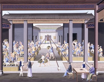 Pounding the Tea, ok. 1800 (rysunki gwaszem na grubym rodzimym papierze) autorstwa School Chinese