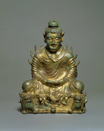 Siedzący Budda z płonącymi ramionami, chiński okres sześciu dynastii, północna dynastia Wei, III-V wiek (złocony brąz) autorstwa School Chinese