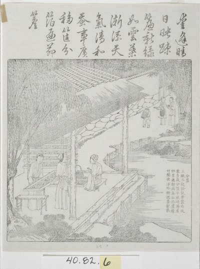 Zestaw drzeworytów Kultura jedwabiu autorstwa School Chinese