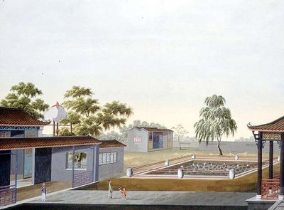 Ogród otoczony murem, ok.1820-40 (akwarela na papierze) autorstwa School Chinese