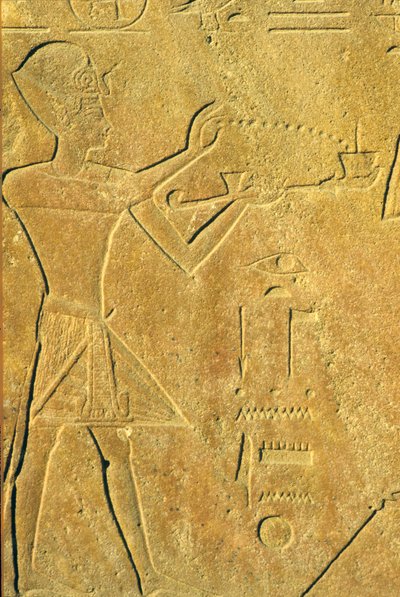 Starożytny Egipt, rzeźba ścienna, Karnak/Luxor, Hatszepsut oferuje kadzidło autorstwa School Egyptian