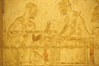 Starożytny Egipt, Rzeźba/malarstwo ścienne, Grobowiec Petosiris, Tuna el Gebel, 300 p.n.e., Stolarze przy pracy (zdjęcie) autorstwa School Egyptian