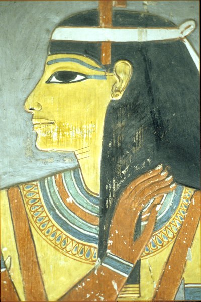 Starożytny Egipt, malowidło ścienne, bogini Hathor, grobowiec Horemheba, Teby autorstwa School Egyptian