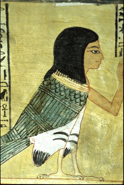 Starożytny Egipt, malowidło ścienne Grobowiec Inherkhaua, Teby, Grobowiec Szlachetnych, XX dynastia, Ba lub dusza Inherkhaua (zdjęcie) autorstwa School Egyptian
