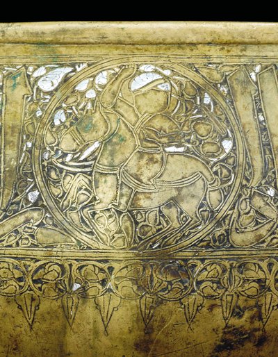 Fragment miski mameluckiej, ok. 1351 (mosiądz ze srebrną i złotą inkrustacją) autorstwa School Egyptian
