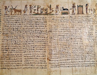 Starożytność Egiptu: Papirus Księgi Umarłych. Niska epoka. Paryż, Musee du Louvre - Starożytność Egiptu: papirus Księgi Umarłych. Epoka późna, Luwr, Paryż autorstwa School Egyptian