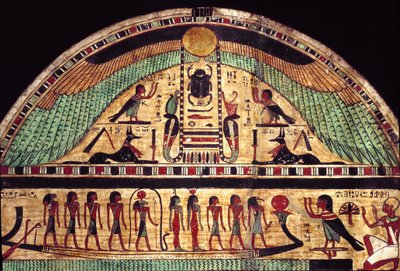 Stela nagrobna wielkiego kapłana Amona Ousiroura. (Malarstwo na drewnie, III wpne) autorstwa School Egyptian