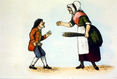 Dziecko jest karane w szkole Dame, ilustracja z historii rogu (kolor lito) autorstwa School English