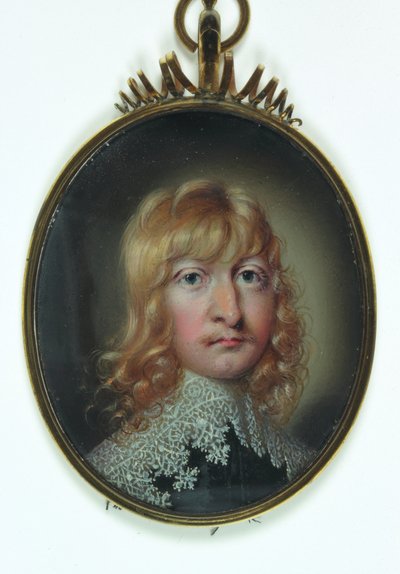 Dżentelmen o nazwisku William Cavendish (akwarela na kości słoniowej) autorstwa School English