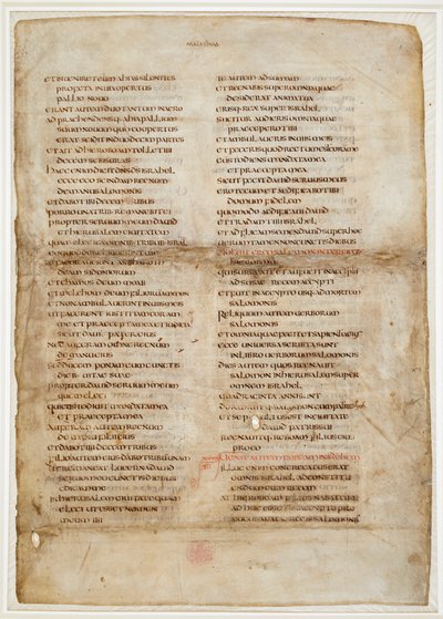 Fragment Biblii z Księgi Królów ("Liść Greenwella" z "Biblii Ceolfrith lub Ceolfrid") (tusz na pergaminie) autorstwa School English