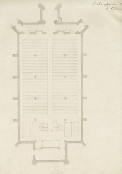 Burton-upon-Trent - Kościół Świętej Trójcy: rysunek, nd [?1820] (rysunek) autorstwa School English