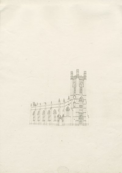 Burton-upon-Trent - Kościół Świętej Trójcy: rysunek, nd [?1820] (rysunek) autorstwa School English