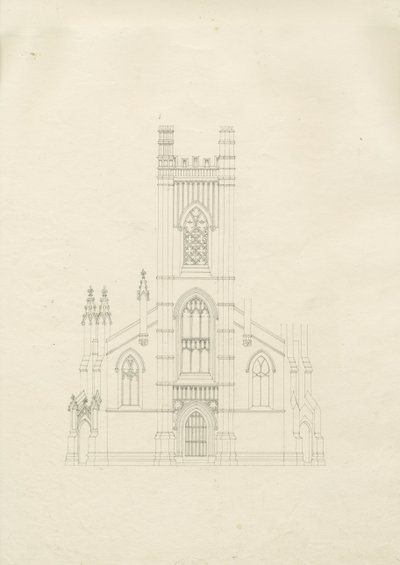 Burton-upon-Trent - Kościół Świętej Trójcy: rysunek, nd [?1820] (rysunek) autorstwa School English