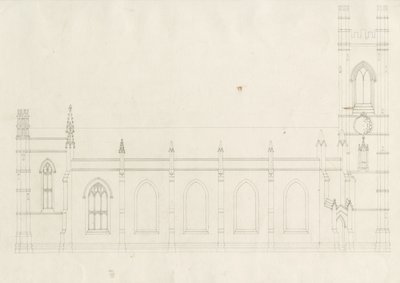Burton-upon-Trent - Kościół Świętej Trójcy: rysunek, nd [?1820] (rysunek) autorstwa School English