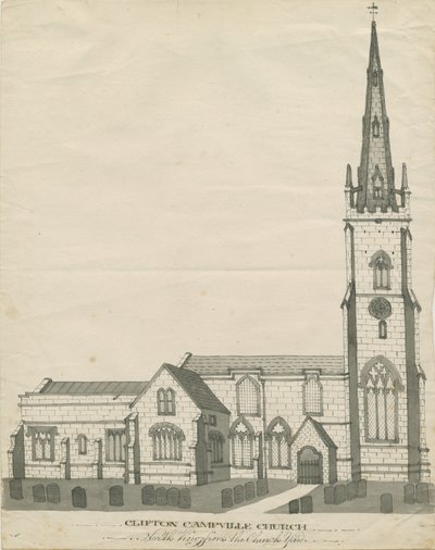 Clifton Campville Church: rysunek piórem i sepii, nd [?XIX w.] (rysunek) autorstwa School English