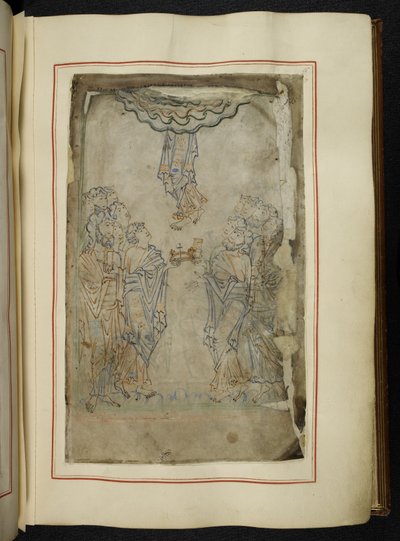 Bawełna MS tiberius C VI f.15r Psałterz („Psałterz Tyberiusza”) niedoskonały, z pradawnym cyklem obrazkowym, tablicami komputerowymi, modlitwami, spowiedzią, homilią w języku staroangielskim i kolektywami (tusz i kolor na welinie) autorstwa School English