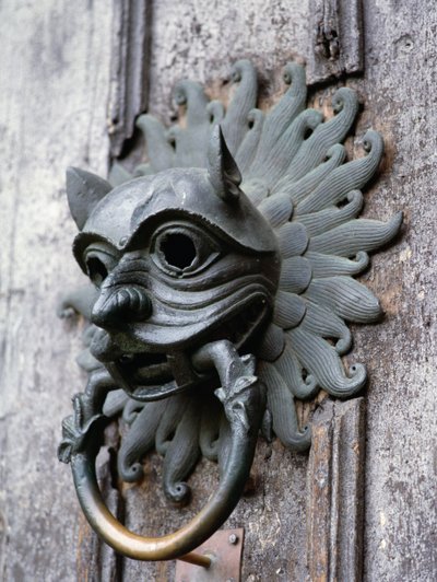 Durham Cathedral Sanctuary Knocker, kopia oryginału z brązu z XII wieku (zdjęcie) autorstwa School English
