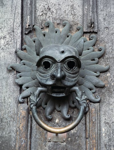 Durham Cathedral Sanctuary Knocker, kopia oryginału z brązu z XII wieku (zdjęcie) autorstwa School English