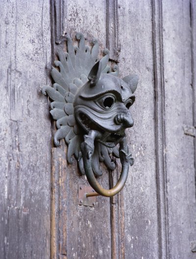 Durham Cathedral Sanctuary Knocker, kopia oryginału z brązu z XII wieku (zdjęcie) autorstwa School English