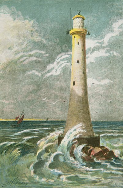 Eddystone Lighthouse off Plymouth (kolor lito) autorstwa School English