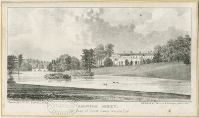 Ellastone - Opactwo Calwich: litografia, nd [c.1839] (druk) autorstwa School English