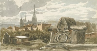 Lichfield - Stary grób na dziedzińcu św. Michała: malarstwo akwarela, bd [?XIX w.] (malarstwo) autorstwa School English